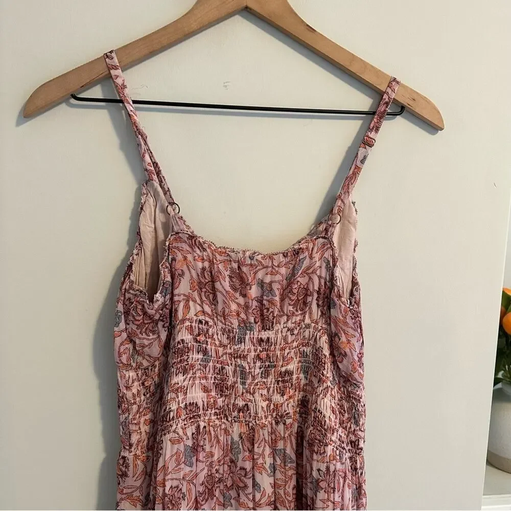 Anthropologie Pink Floral Maxi Dress XS